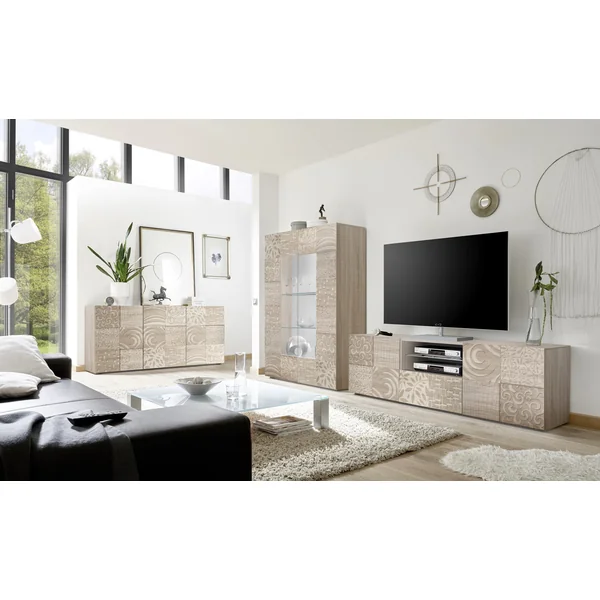 Meuble TV moderne 181 cm chêne samoa Orlane