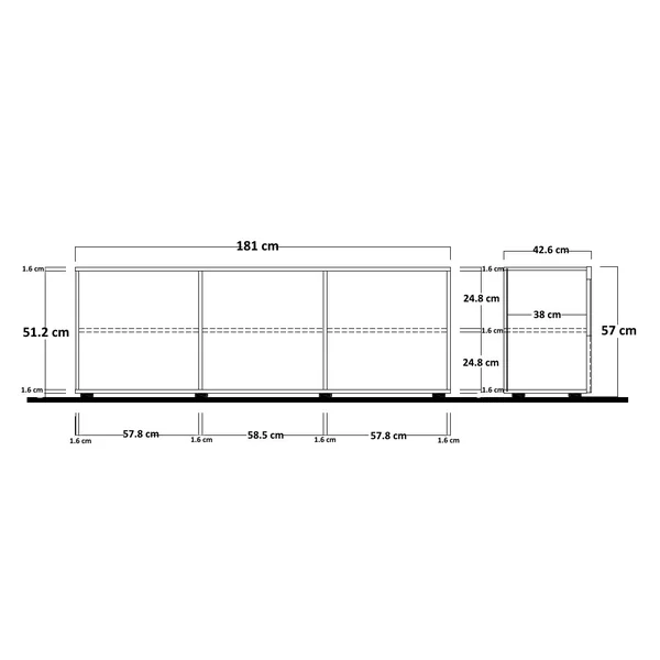Meuble TV moderne 181 cm chêne samoa Orlane