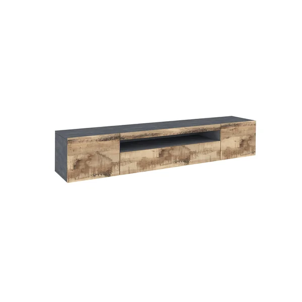 Meuble TV moderne 200 cm gris ardoise/érable Indila