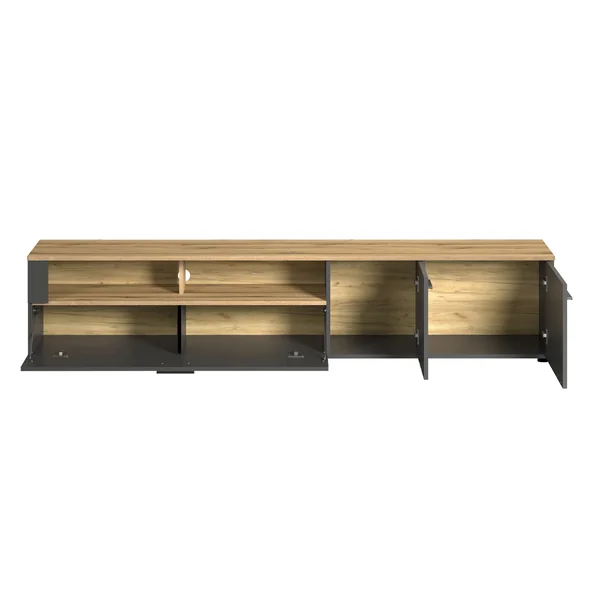 Meuble TV moderne 210 cm chêne/anthracite Julian