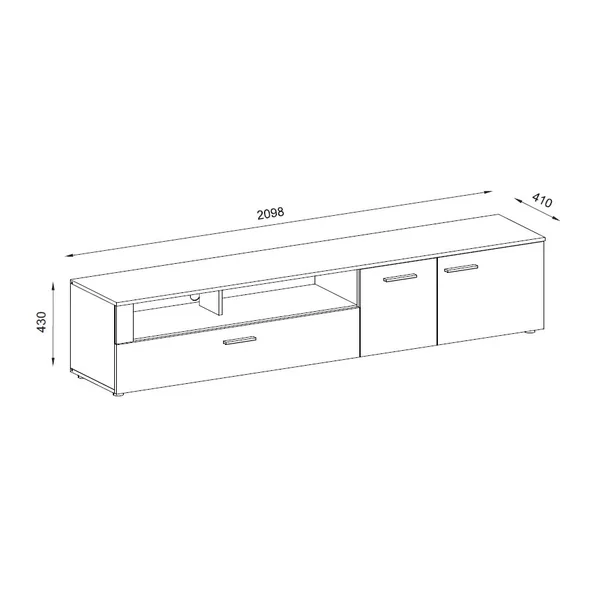 Meuble TV moderne 210 cm chêne/anthracite Julian