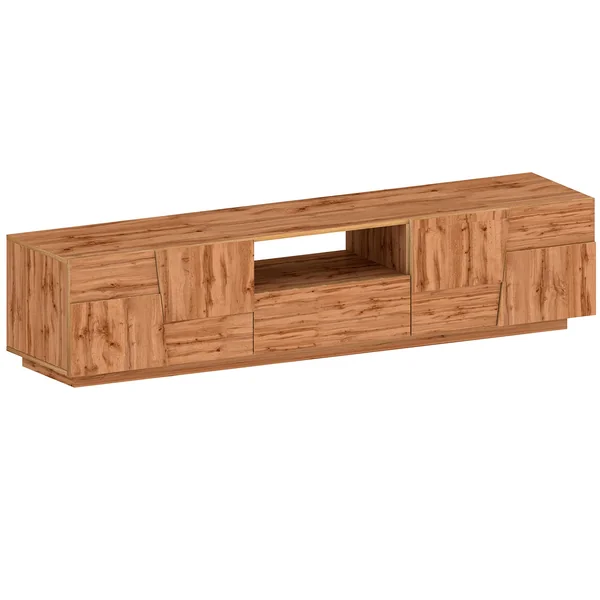 Meuble TV moderne 220 cm chêne wotan Pedro