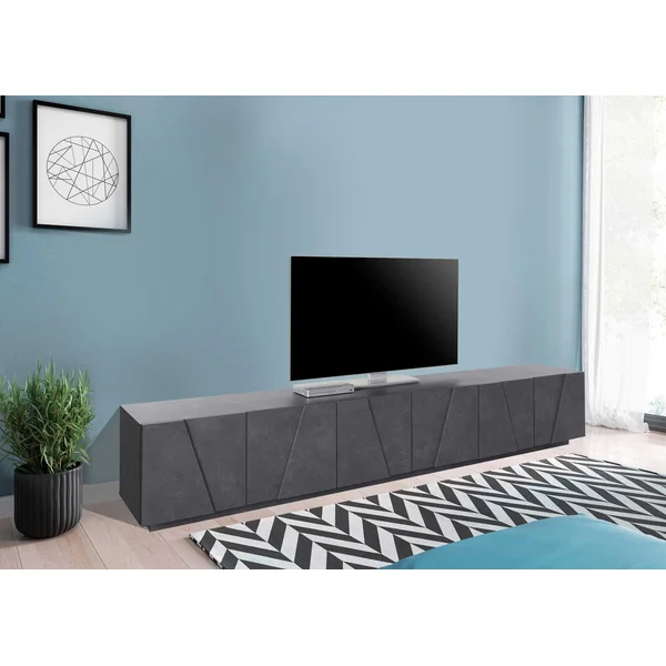 Meuble TV moderne 244 cm gris ardoise Pittsburgh