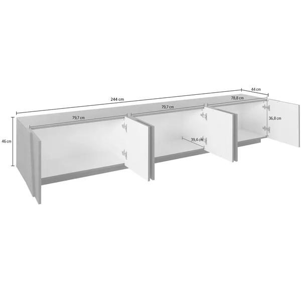 Meuble TV moderne 244 cm gris ardoise Pittsburgh