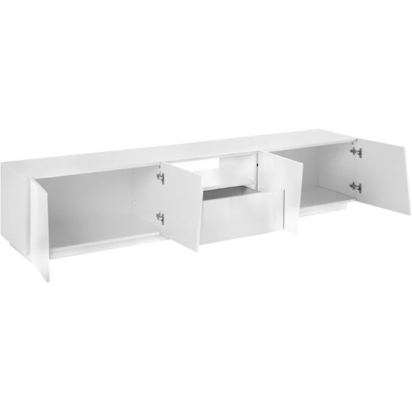 Meuble TV moderne blanc laqué brillant 220 cm Vegas