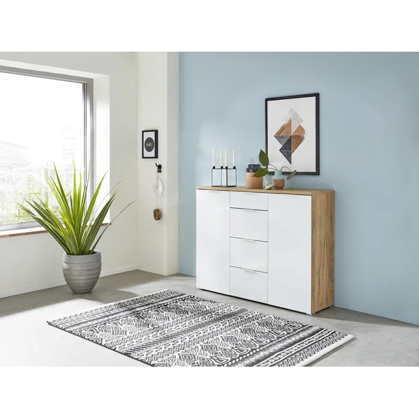 Meuble à chaussures moderne 134 cm blanc/chêne Omaha