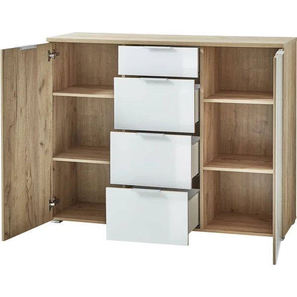 Meuble à chaussures moderne 134 cm blanc/chêne Omaha