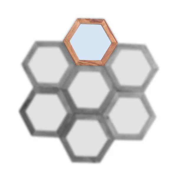 Miroir hexagonal en acacia massif naturel Pamela