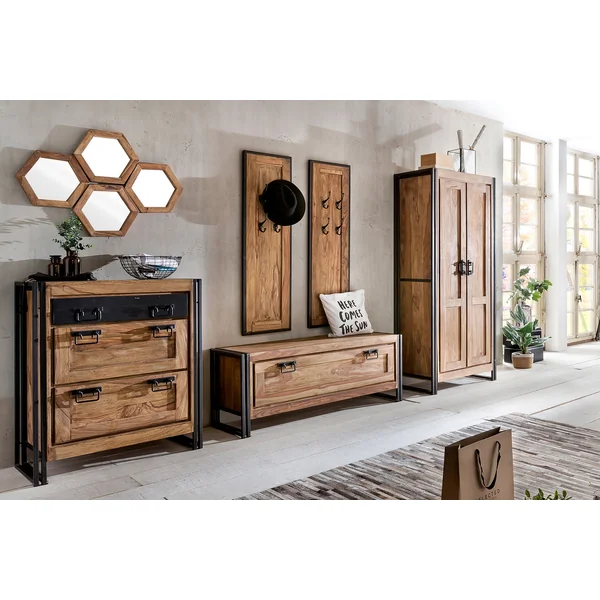 Miroir hexagonal en acacia massif naturel Pamela