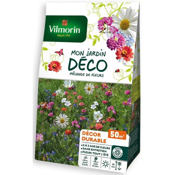 Mélange de fleurs Décor durable Vilmorin - graines à semer pour 50 m² de surface