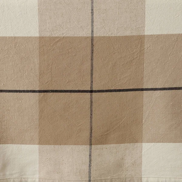 Nappe carreaux coton lin tissé teint, beige