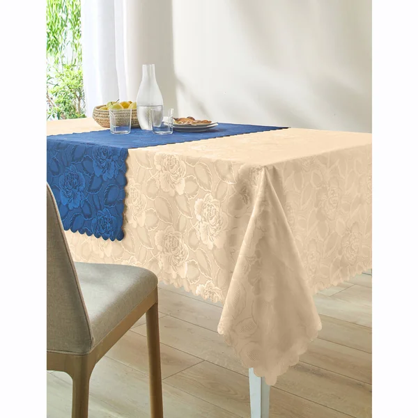 Nappe jacquard damassé, vanille