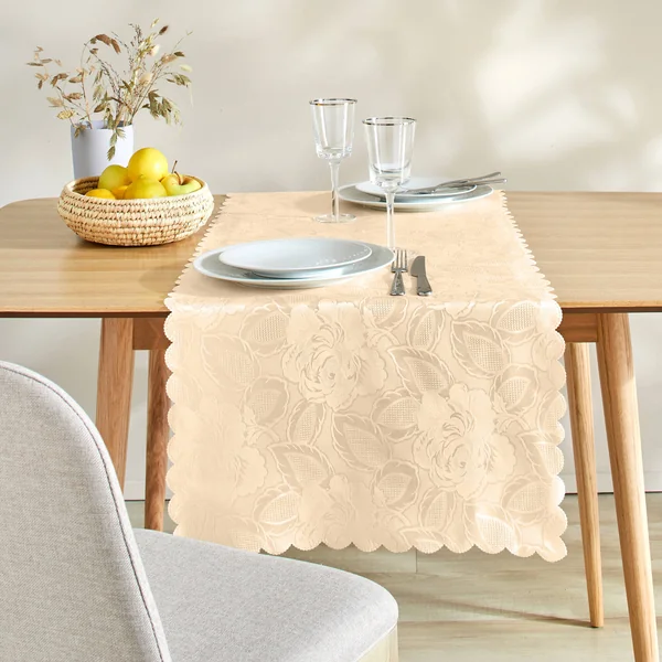 Nappe jacquard damassé, vanille