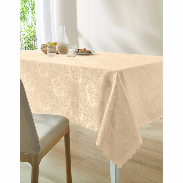 Nappe jacquard damassé, vanille