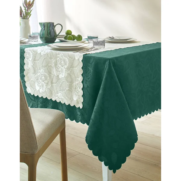Nappe jacquard damassé, vert bouteille