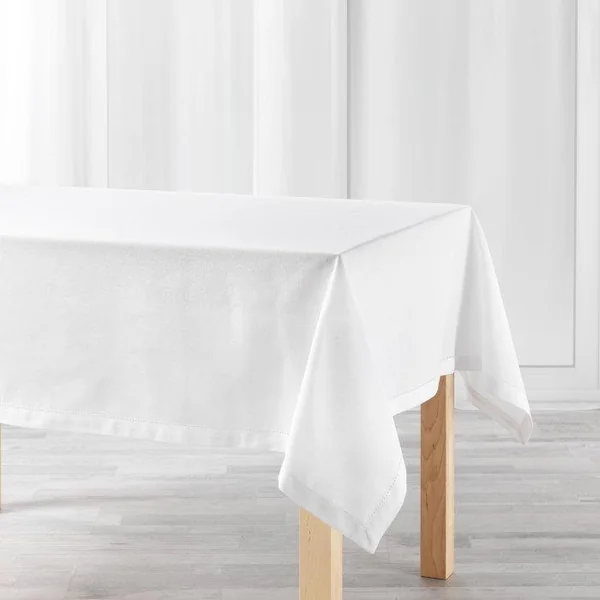 NAPPE RECTANGLE 140X240CM COTON UNI CHARLINE BLANC
