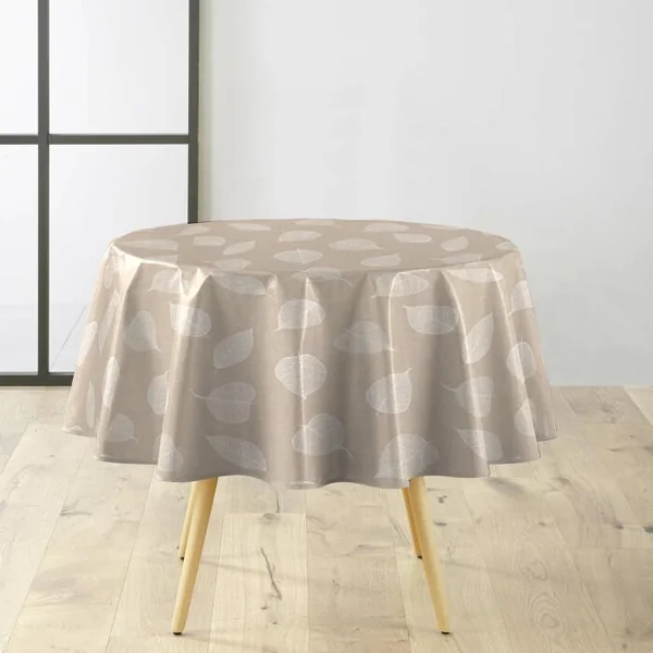 NAPPE RONDE 0 160CM PVC TEXTILIA FEUILLYS BLANC