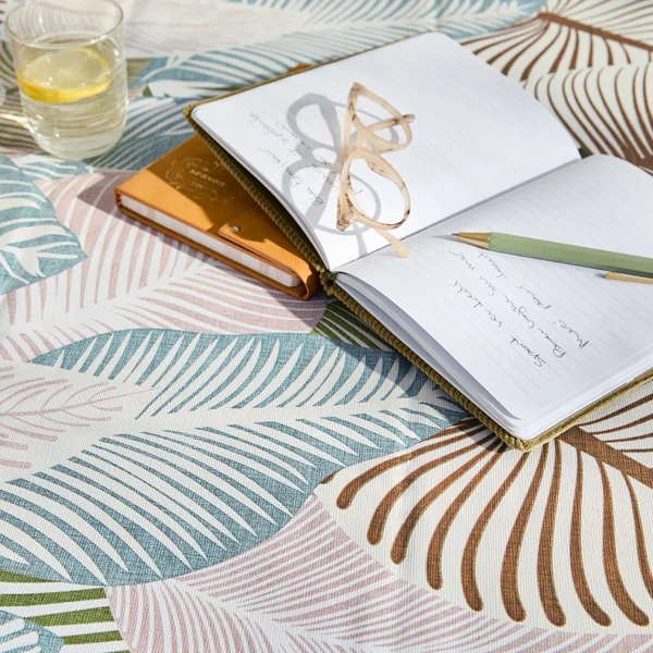 Nappe toile cirée imprimé grandes feuilles, vert