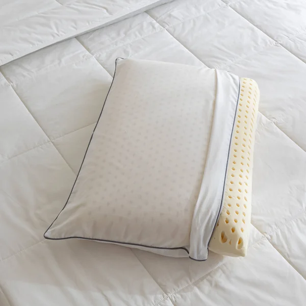 Oreiller latex ergonomique micro-perforé forme savon, écru