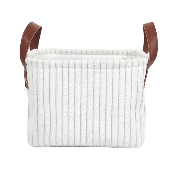 Panier de rangement tissu côtelé - lot de 3, blanc