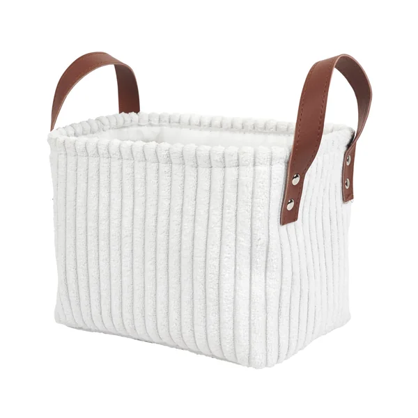 Panier de rangement tissu côtelé - lot de 3, blanc