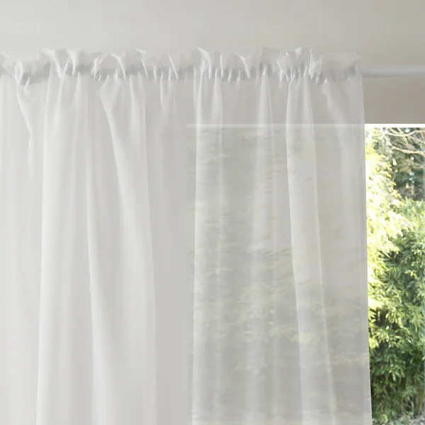 Panneau voile uni finition galon fronceur, blanc