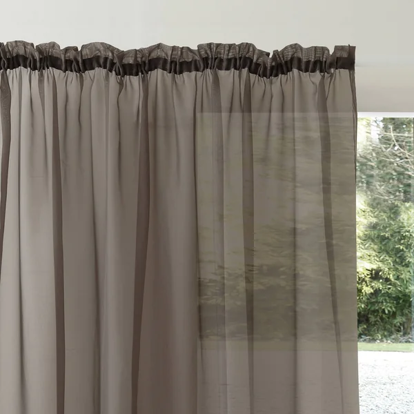Panneau voile uni finition galon fronceur, gris