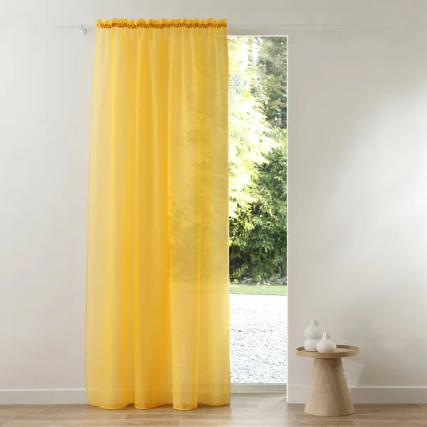 Panneau voile uni finition galon fronceur, jaune