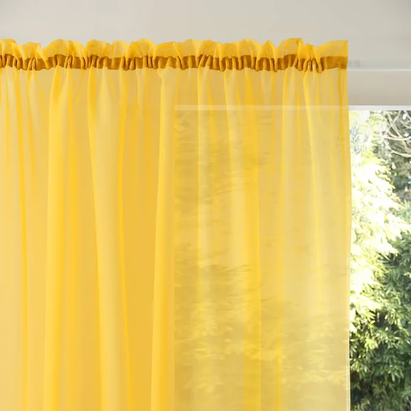 Panneau voile uni finition galon fronceur, jaune