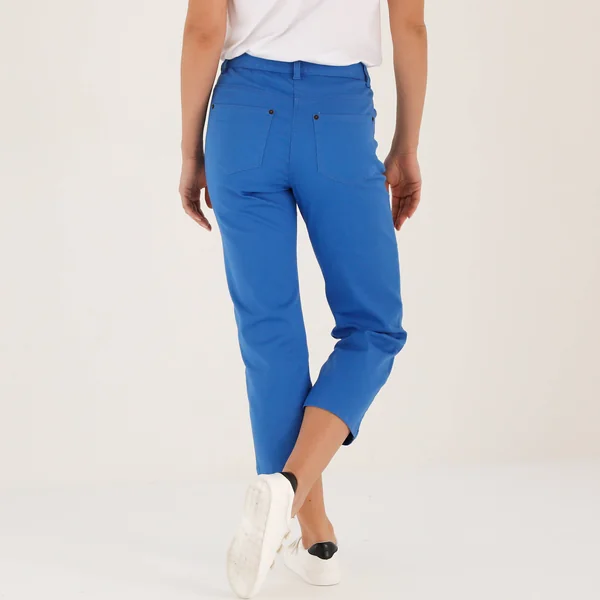 Pantacourt droit uni , bleu