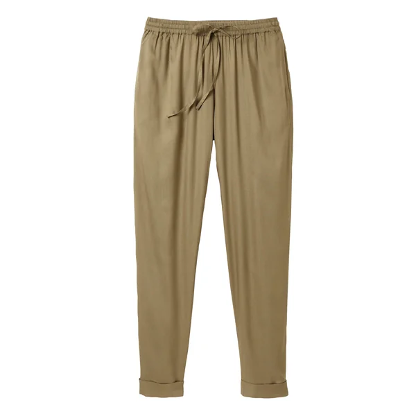 Pantalon 7/8 fuselé uni, kaki