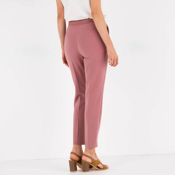 Pantalon 7/8ème coupe cigarette, uni, bois de rose