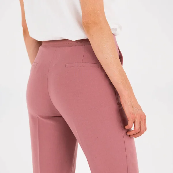 Pantalon 7/8ème coupe cigarette, uni, bois de rose