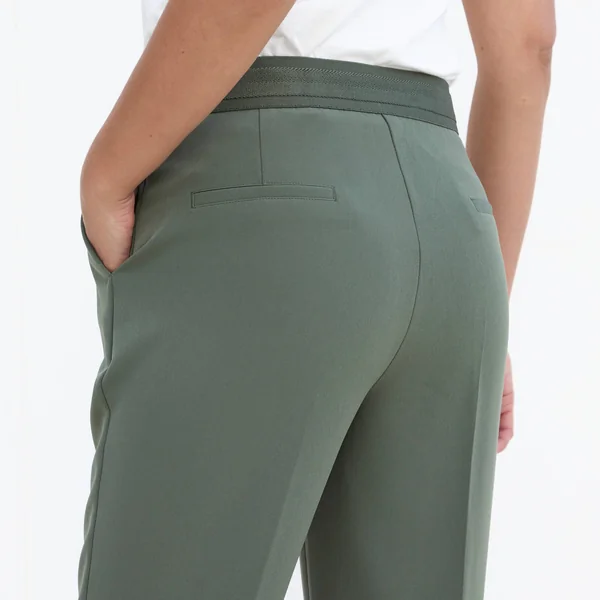 Pantalon 7/8ème coupe cigarette, uni, kaki