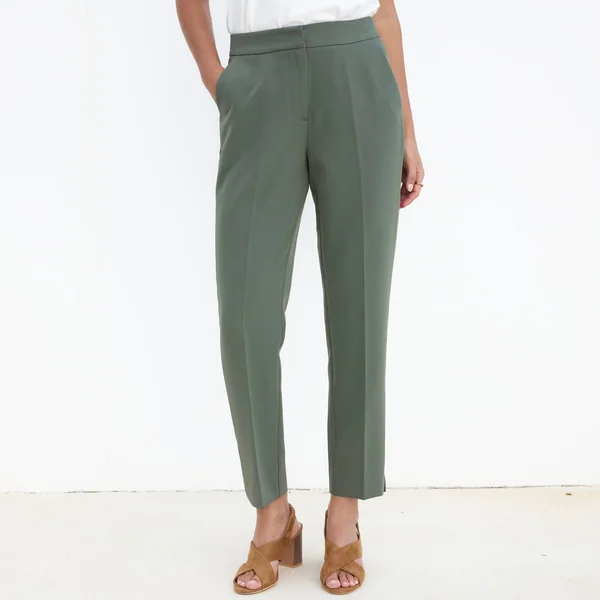 Pantalon 7/8ème coupe cigarette, uni, kaki
