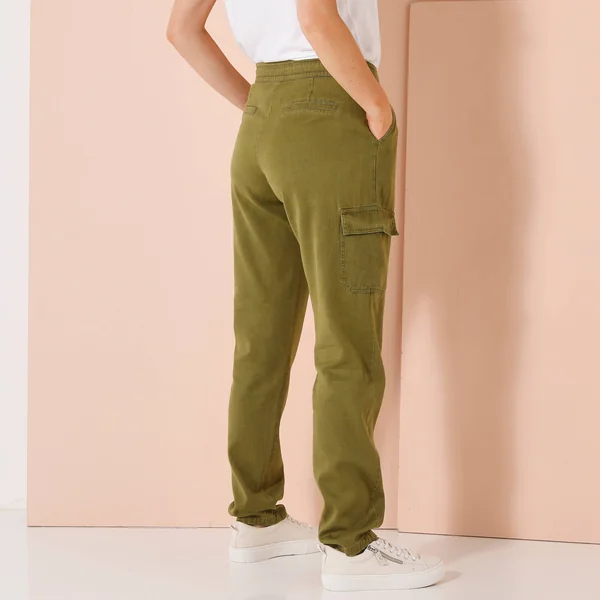Pantalon cargo fluide, kaki