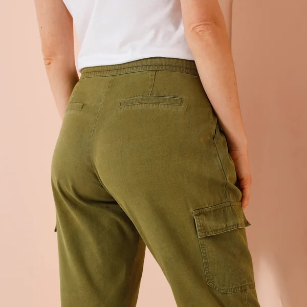 Pantalon cargo fluide, kaki