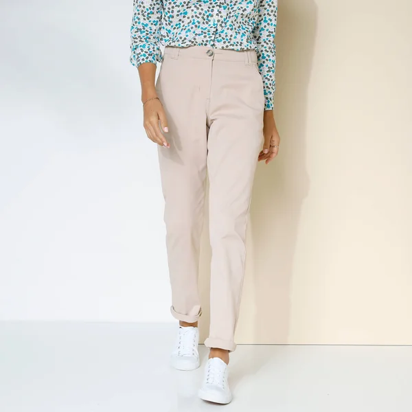 Pantalon chino stretch, beige