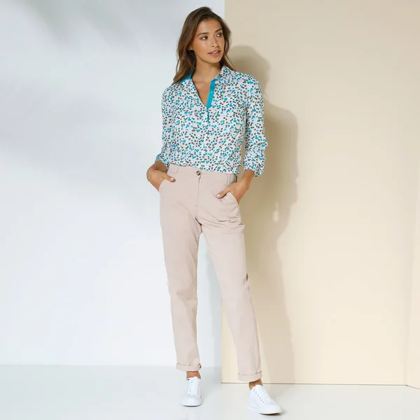 Pantalon chino stretch, beige