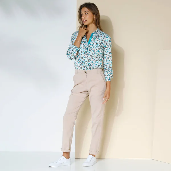 Pantalon chino stretch, beige