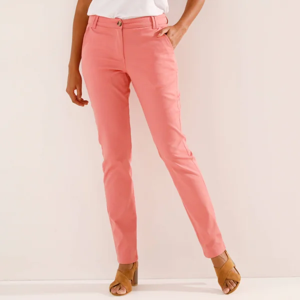 Pantalon chino stretch, corail clair