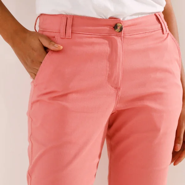 Pantalon chino stretch, corail clair