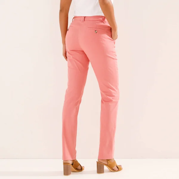 Pantalon chino stretch, corail clair