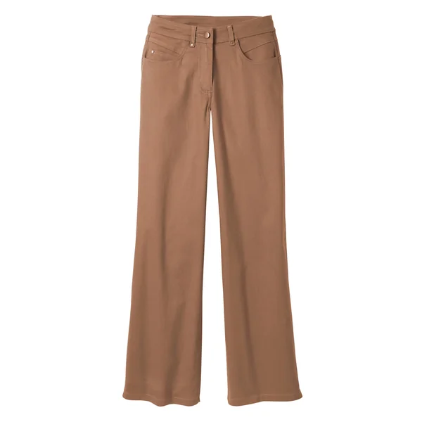Pantalon couleur coupe large 5 poches, noisette