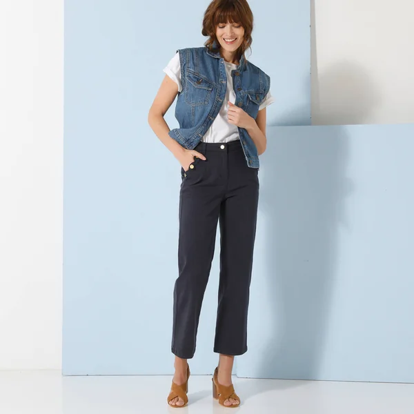 Pantalon coupe droite 7/8ème, marine