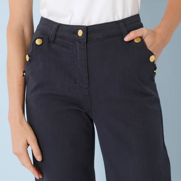 Pantalon coupe droite 7/8ème, marine