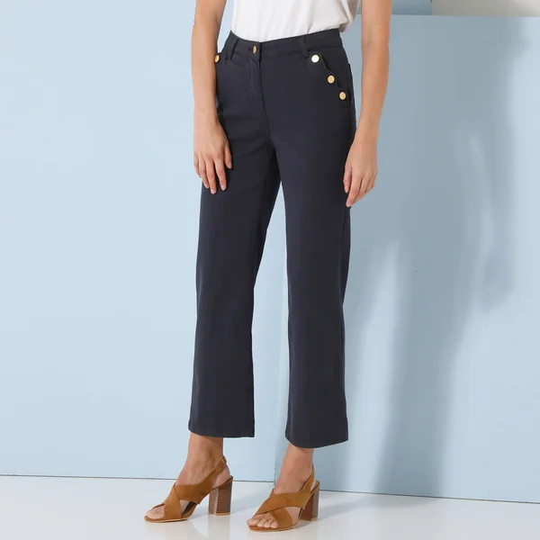 Pantalon coupe droite 7/8ème, marine