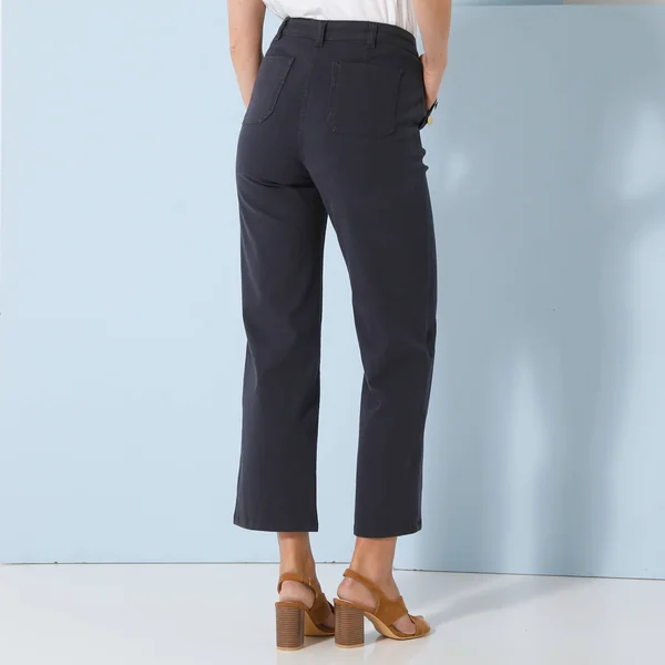 Pantalon coupe droite 7/8ème, marine