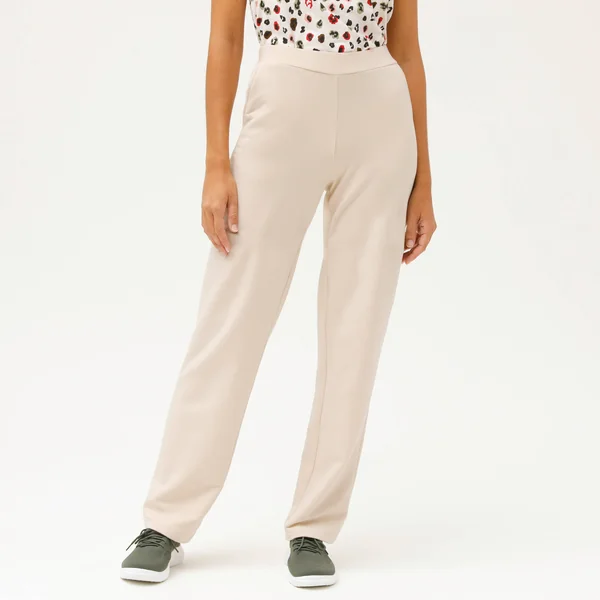 Pantalon coupe large molleton taille élastiquée, sable