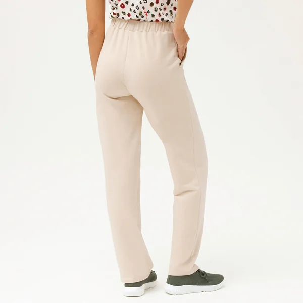 Pantalon coupe large molleton taille élastiquée, sable